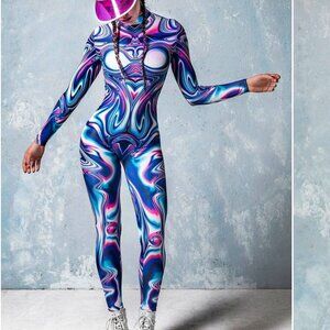 BADINKA Frenzy Liquid Body Suit With Hood Size Large Festival Season